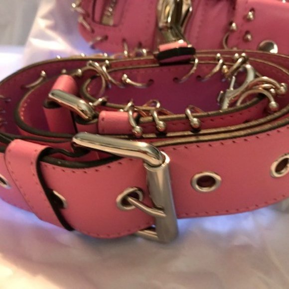 Moschino Couture Women's Leather Biker Bag - Fuchsia Pink w/ Piercings - Picture 14 of 16